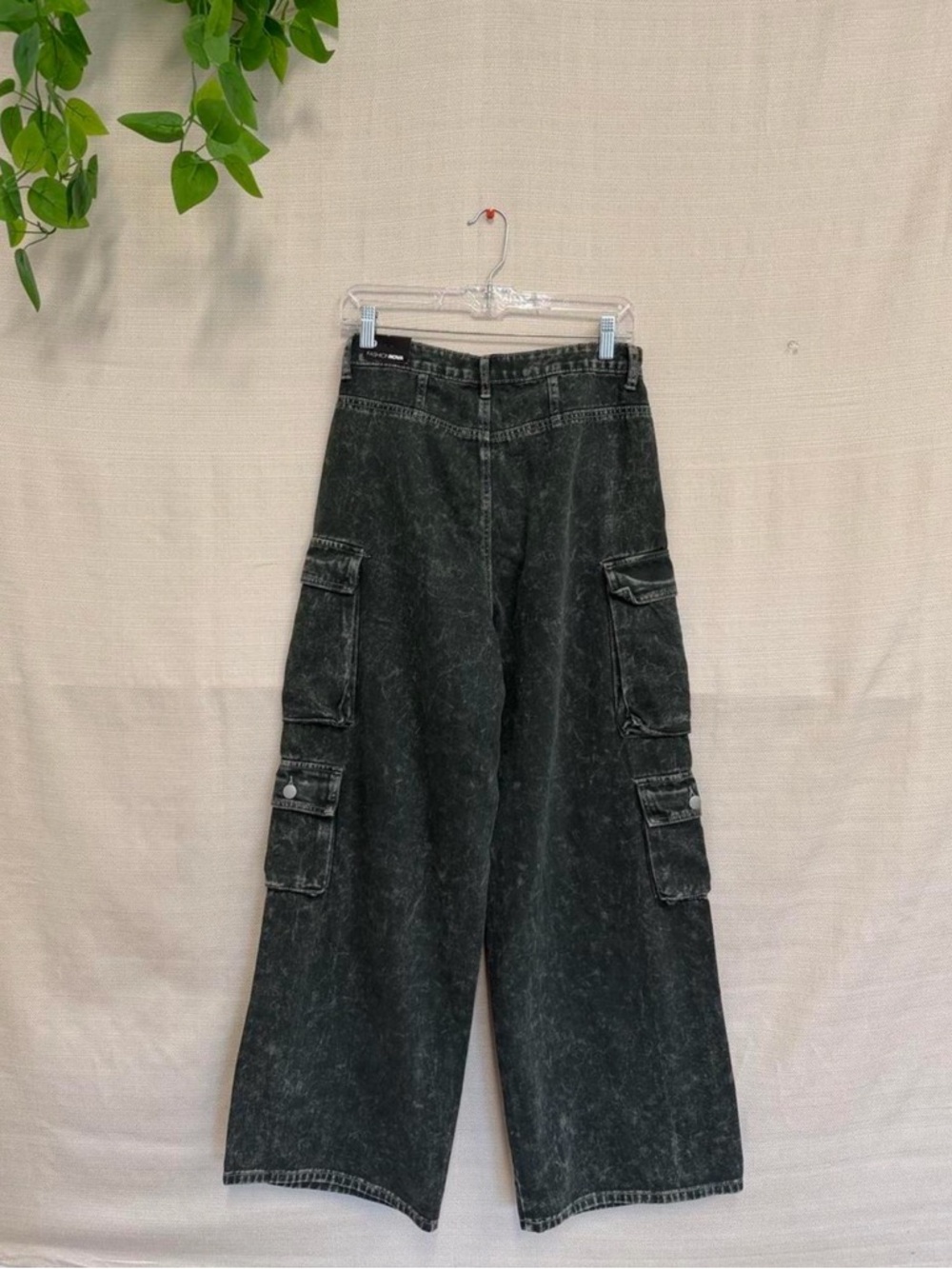 Fashion Nova Olive Cargo Jeans with Contrast Stitching - Picture 2 of 5